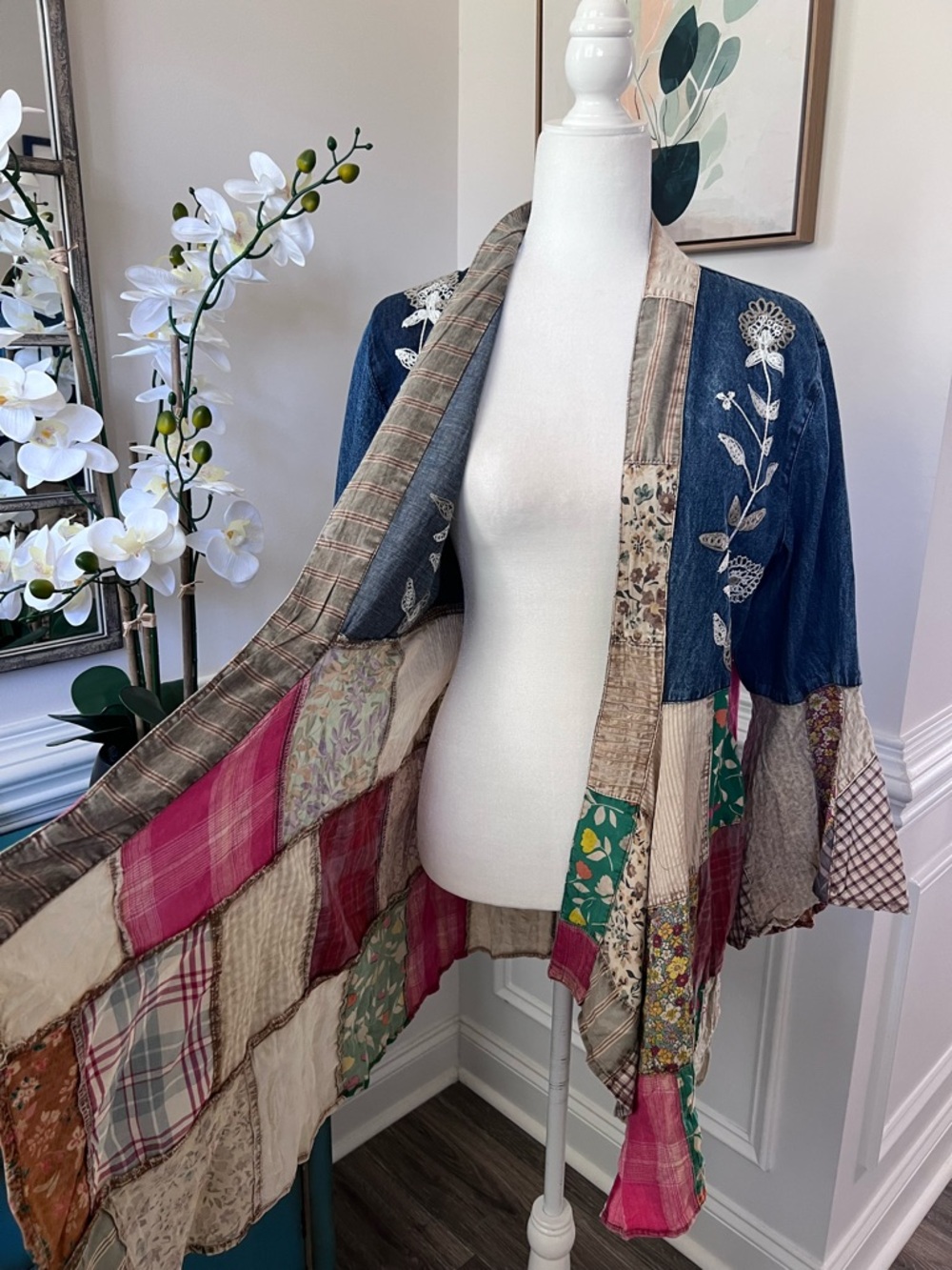 Flash Sale! NWT Young Threads Mixed Media Open Front Kimono/Jacket - Size S - Picture 5 of 15